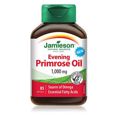 Jamieson Evening Primrose Oil 1,000 mg Softgels - Gluten-Free, Red, 85 Count (Pack of 1) - Package May Vary