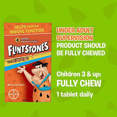 FLINTSTONES Multivitamins with Extra C for Kids, Helps with Normal Growth and Development, 60 Chewable Tablets