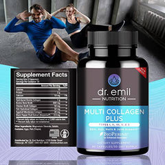 DR EMIL NUTRITION Multi Collagen Plus Pills - Collagen Supplement to Support Hair, Skin, Nails, Joints, & Gut Health - Hydrolyzed Collagen Supplement (90 Count Pack of 1)