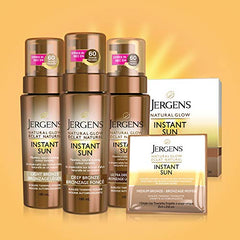 Jergens Natural Glow Instant Sun Sunless Tanning Mousse, Light Bronze, 180 mL