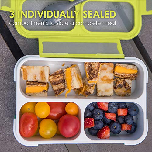 bblüv - Bentö - Small Sealed Lunchbox with Spork, Kids Leak-Proof, On-the-Go Meal, Snack Packing, BPA Free - For Kids (Lime)