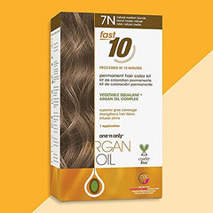 One n Only Argan Oil Fast 10 Permanent Hair Color Kit - 7N Natural Medium Blonde Hair Color Unisex 1 Pc