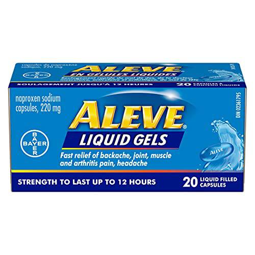 ALEVE Pain Relief Liquid Gels, Strength to Last Up to 12 Hours, Naproxen Sodium 220mg, 20 Liquid Gel Capsules