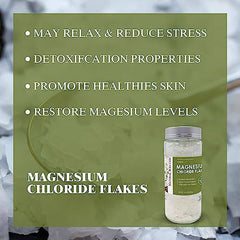 Natural Solution Pure Magnesium Chloride Flakes, Therapeutic Grade, Stress Relief and Relaxation - 0.77 lbs