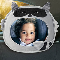 Diono Easy View™ Racoon Character Baby Car Mirror, Safety Car Seat Mirror for Rear facing Infant, Fully Adjustable, Wide Crystal Clear View, Shatterproof, Crash Tested