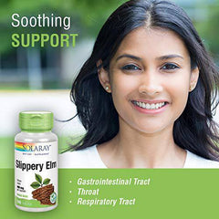 SOLARAY – Slippery Elm, 400mg | Herbal Support | Ulmus Rubra, Whole Bark | Dietary Supplement | Non-GMO, Vegan, Lab Verified | 100 Vegetarian Capsules