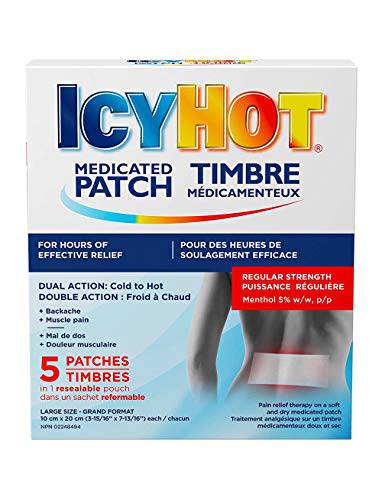 Icy Hot Medicated Patch, 5 Count, Long-Lasting Muscle & Joint Pain Relief, For Simple Backaches, Lumbago, Strains & Sprains, Arthritis