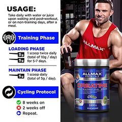 ALLMAX Nutrition - Creatine Monohydrate, Micronized Creatine Powder for Strength and Muscle Recovery, Gluten Free & Fast Absorbing 400g