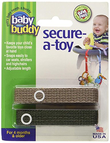 Baby Buddy 2-Count Secure-A-Toy, Tan/Olive, 2-Pack