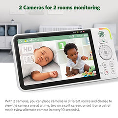 LeapFrog LF925-2HD 1080p WiFi Remote Access 360 Degree Pan & Tilt 2 Camera Video Baby Monitor with 5” High Definition 720p Display, Night Light, Color Night Vision (White) One Size