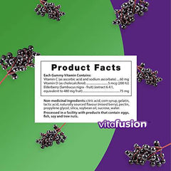 Vitafusion Elderberry Gummy Supplements, 225mg Zinc/day, 60 Count