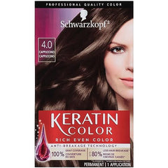 Schwarzkopf Keratin Color Permanent Hair Color Cream, 4.0 Cappuccino, 1 Count