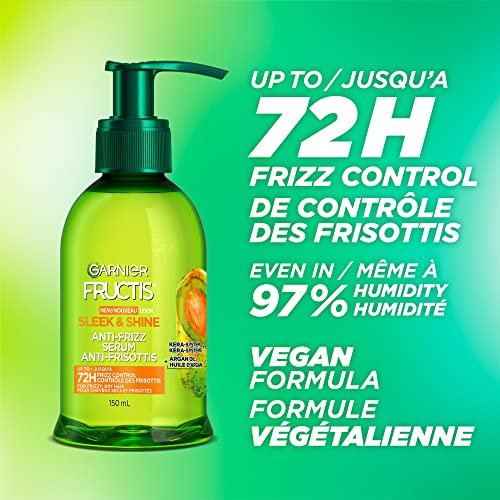 Garnier Fructis Sleek & Shine Anti-Frizz Serum, For Frizzy, Dry Hair, Instant Sleek, with Argan Oil, 150 mL