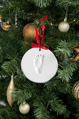 Pearhead 2-Pack Babyprints Handprint and Footprint Holiday Ornament Kit with Red Ribbon to Capture Baby's Prints