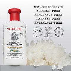 THAYERS Milky Face Toner Skin Care with Snow Mushroom and Hyaluronic Acid, Natural Gentle Facial Toner, for All Skin Types, 355ml