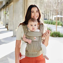 Ergobaby Omni Breeze All Carry Positions Breathable Mesh Baby Carrier Newborn to Toddler with Enhanced Lumbar Support & Airflow (7-45 Lb), Soft Olive Diamond