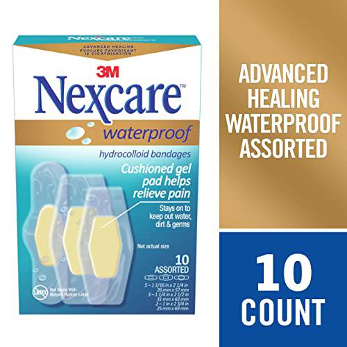 Nexcare™ Advanced Healing Waterproof Bandages AWB-10-CA, Assorted Sizes, 10/Pack