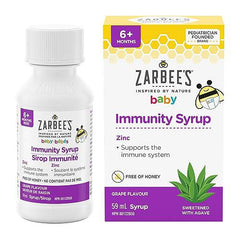 Zarbee's Baby Immunity Syrup, Zinc, Honey-Free, Immune System Support, Sweetened with Agave, 59 mL