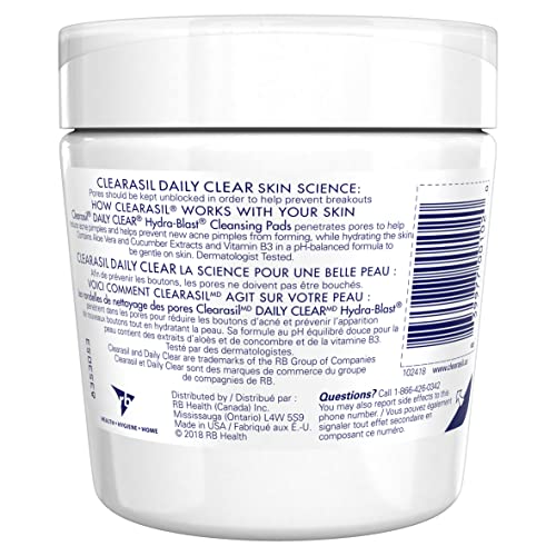 Clearasil Daily Clear Daily Pore Cleansing Pads, Acne Treatment, 90 Count