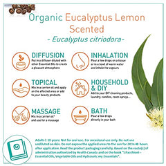 PURESSENTIEL - Eucalyptus Lemon Scented Organic Essential Oil - Used in aromatherapy topically for muscle pain, headache or cough and cold - 100% pure and natural - 10ml