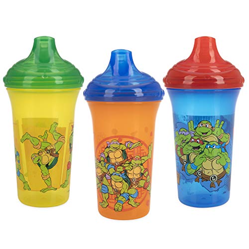 Nuby 3 Piece No Spill Easy Sippy Cups with Vari-Flo Valve Hard Spout, 9 Oz, Nickelodeon Teenage Mutant Ninja Turtles