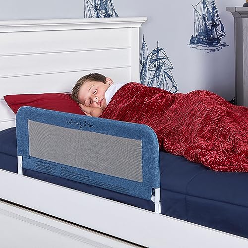 Dream On Me Lightweight Mesh Security Adjustable Bed Rail with Breathable Mesh Fabric in Navy