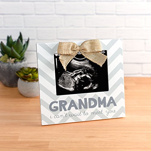 Little Blossoms Grandma I Can't Wait to Meet You Chevron Sonogram Frame, Gray & White