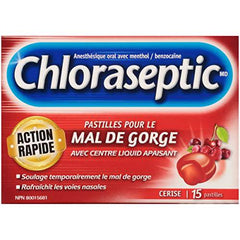 Chloraseptic Fast Acting Sore Throat Lozenges with Soothing Liquid Centre, Cherry Flavour, 15 Lozenges