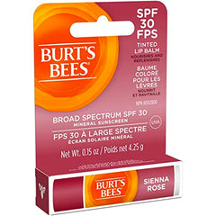 Burt’s Bees Tinted Lip Balm, SPF 30 100% Natural Origin Mineral Sunscreen, Sienna Rose, Mother's Day Gift, 1 Tube in Blister Box