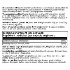 Solaray – Dandelion Root, 520mg | Liver Function, Kidneys, Digestion & Water Balance Support | Taraxacum Officinale, Whole Root | Dietary Supplement | Non-GMO, Vegan, Lab Verified | 180 VegCaps