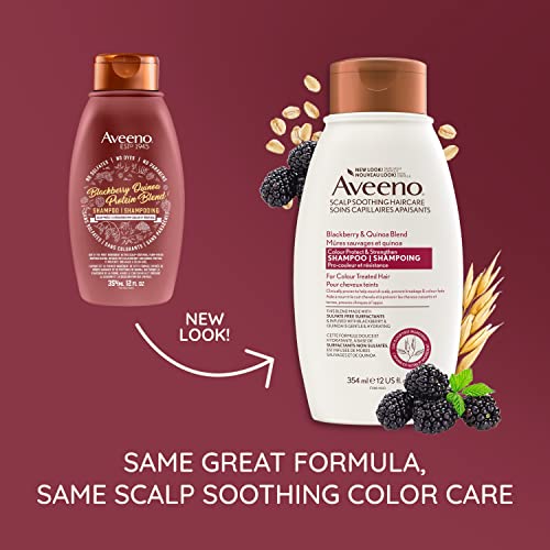 Aveeno Blackberry & Quinoa Strengthening Shampoo for Colour-Treated Hair, Moisturizing, Colour-Protecting, 354 milliliters