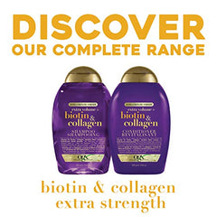 OGX Thick & Full + Biotin & Collagen Extra Strength Volumizing Shampoo with Vitamin B7 & Hydrolyzed Wheat Protein for Fine Hair. Sulfate-Free Surfactants for Thicker, Fuller Hair, 13 Fl Oz