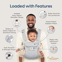 Ergobaby Omni Dream All Carry Positions SoftTouch Cotton Baby Carrier Newborn to Toddler with Enhanced Lumbar Support (7-45 lb), Natural Dots