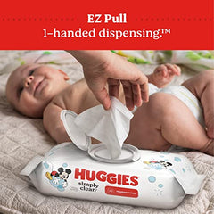 HUGGIES Baby Wipes, Huggies Simply Clean, UNSCENTED, Hypoallergenic, 3 Flip-Top Packs, 192 Count