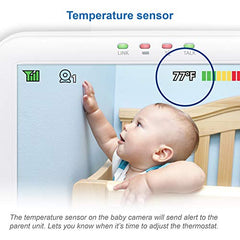 VTech LM918-2W Video Baby Monitor with 5" Screen, Pan Tilt Zoom, Sound Activated Night Light & Glow-On-The-Ceiling Projection, Night Vision, 2 Cameras, Multiple Viewing Options, White