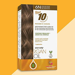 One n Only Argan Oil Fast 10 Permanent Hair Color Kit - 6N Natural Dark Blonde Hair Color Unisex 1 Pc