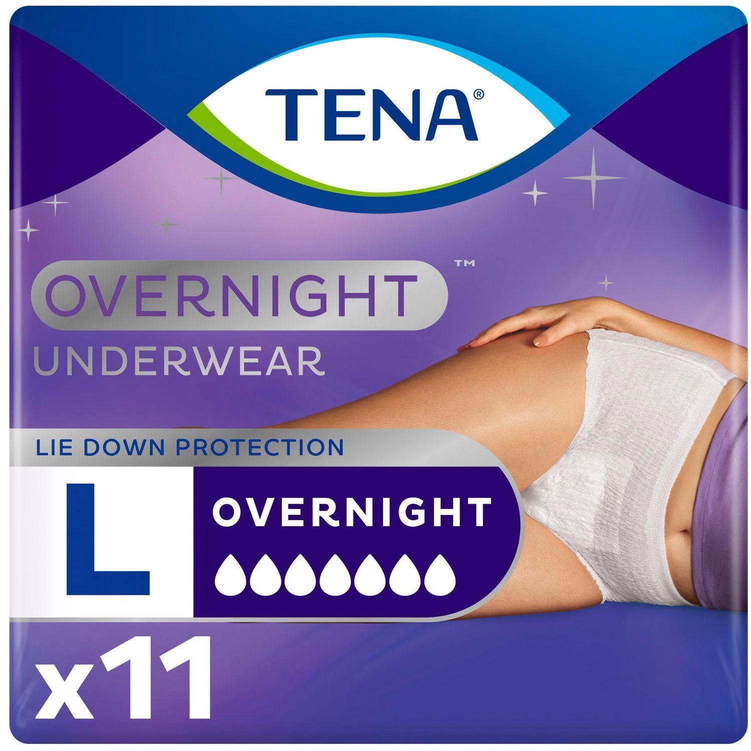 TENA Incontinence Underwear, Overnight Protection, Large, 11 Count - Zecoya