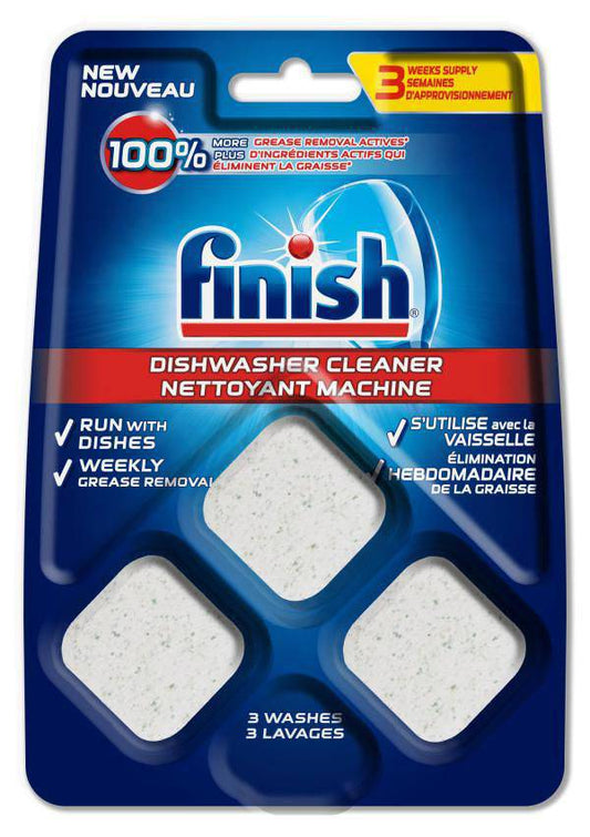 FINISH® Dishwasher Cleaner, In-wash Cleaner, 3 Count, Grease Removal, Runs With Dishes - Zecoya