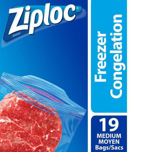 Ziploc Medium Food Storage Freezer Bags, Grip 'n Seal Technology for Easier Grip, Open, and Close, 19 Count - Zecoya