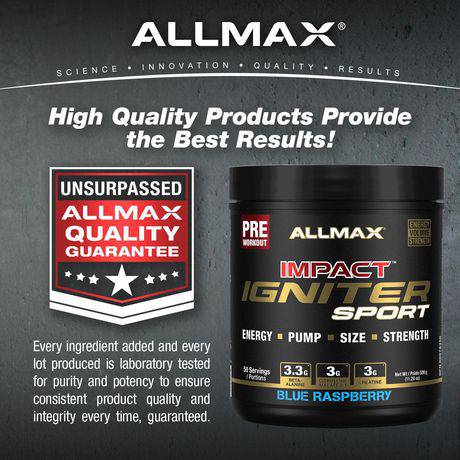 Allmax Impact Sport blue rasp preworkout - Zecoya