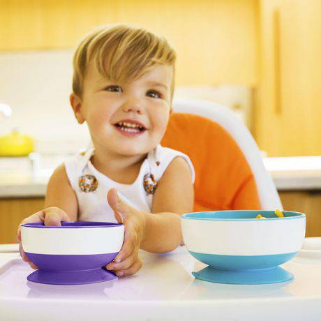 Munchkin Stay Put Suction Bowl, Includes Strong Suction Base and Quick-Release Tabs, Microwave Safe and BPA-Free, 3 Pack - Zecoya