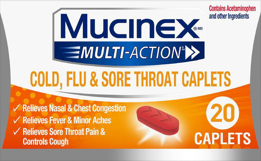 Mucinex ® Multi-Action Cold, Flu & Sore Throat Caplets - Zecoya