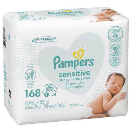 Pampers Baby Wipes Sensitive Perfume Free 3X Pop-Top Packs - Zecoya