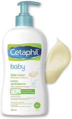 Cetaphil Baby Daily Lotion with Organic Calendula | 24hr Hydration | Hypoallergenic and Pediatrician Recommended | 400ml with Pump - Zecoya