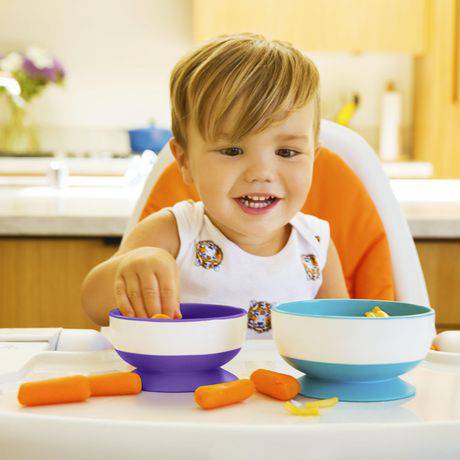 Munchkin Stay Put Suction Bowl, Includes Strong Suction Base and Quick-Release Tabs, Microwave Safe and BPA-Free, 3 Pack - Zecoya