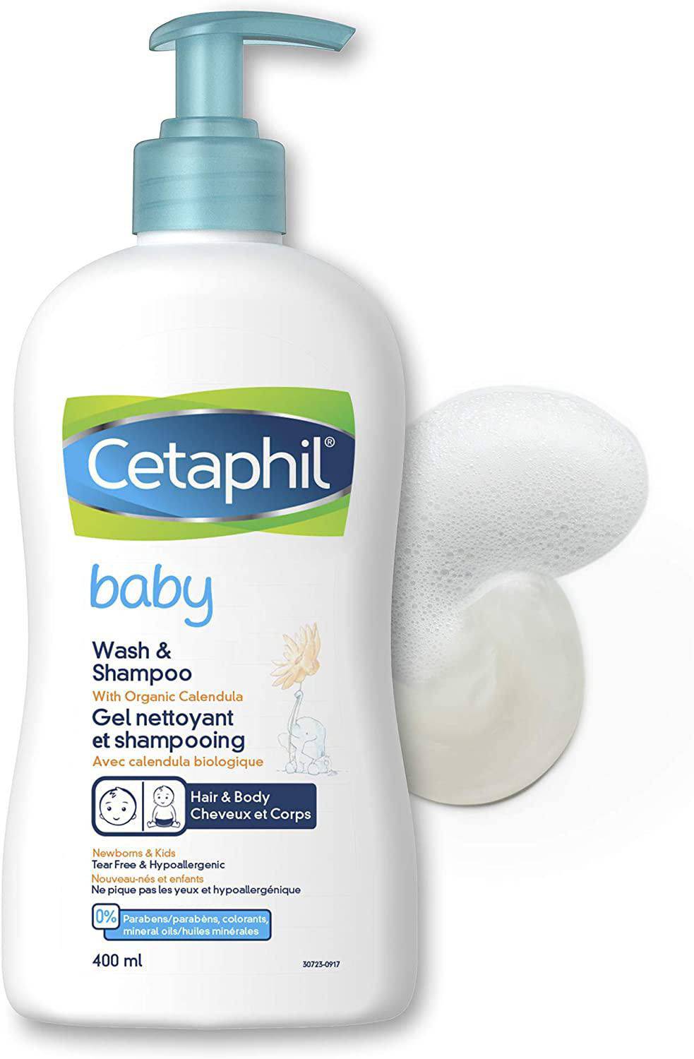 Cetaphil Baby Wash And Shampoo with Organic Calendula | Tear Free | Paraben, Colourant and Mineral Oil Free | 400ml Pump - Zecoya