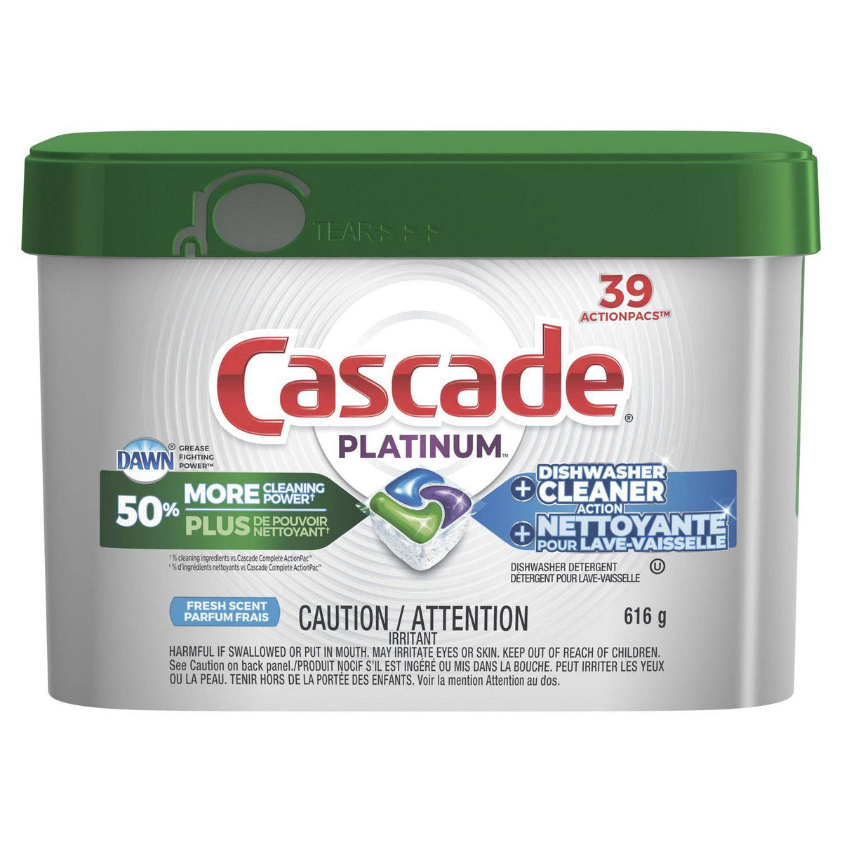 Cascade Platinum ActionPacs, Dishwasher Detergent,  Fresh Scent - Zecoya