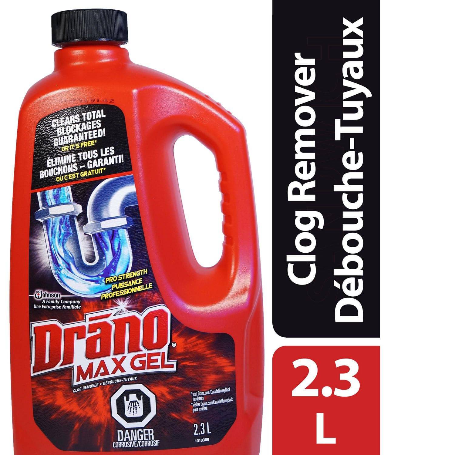 Drano Max Gel Drain Clog Remover and Cleaner, Unclogs and Removes Blockages from Showers and Sinks, 2.3L - Zecoya