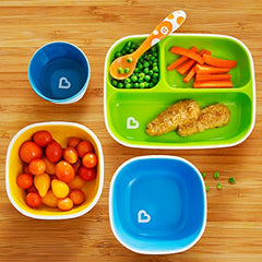 Munchkin Splash Toddler Divided Plate and Bowl Dining Set, Blue/Green, 4 Piece