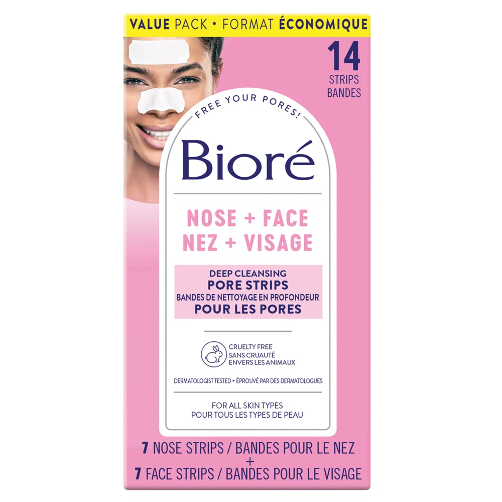 Bioré Deep Cleansing Pore Strips Mixed Value Pack for Instant Pore Unclogging and Blackhead Removal (14 Count)